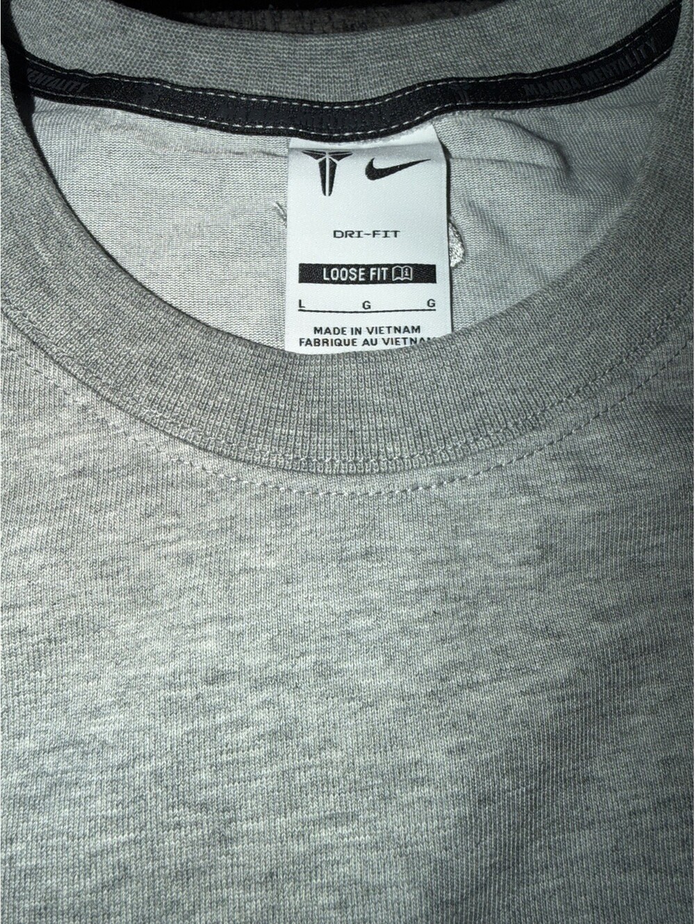 Nike Men’s Size Large (Loose) Kobe Dri-Fit Basketball T-Shirt Dark Grey Heather - Picture 10 of 15